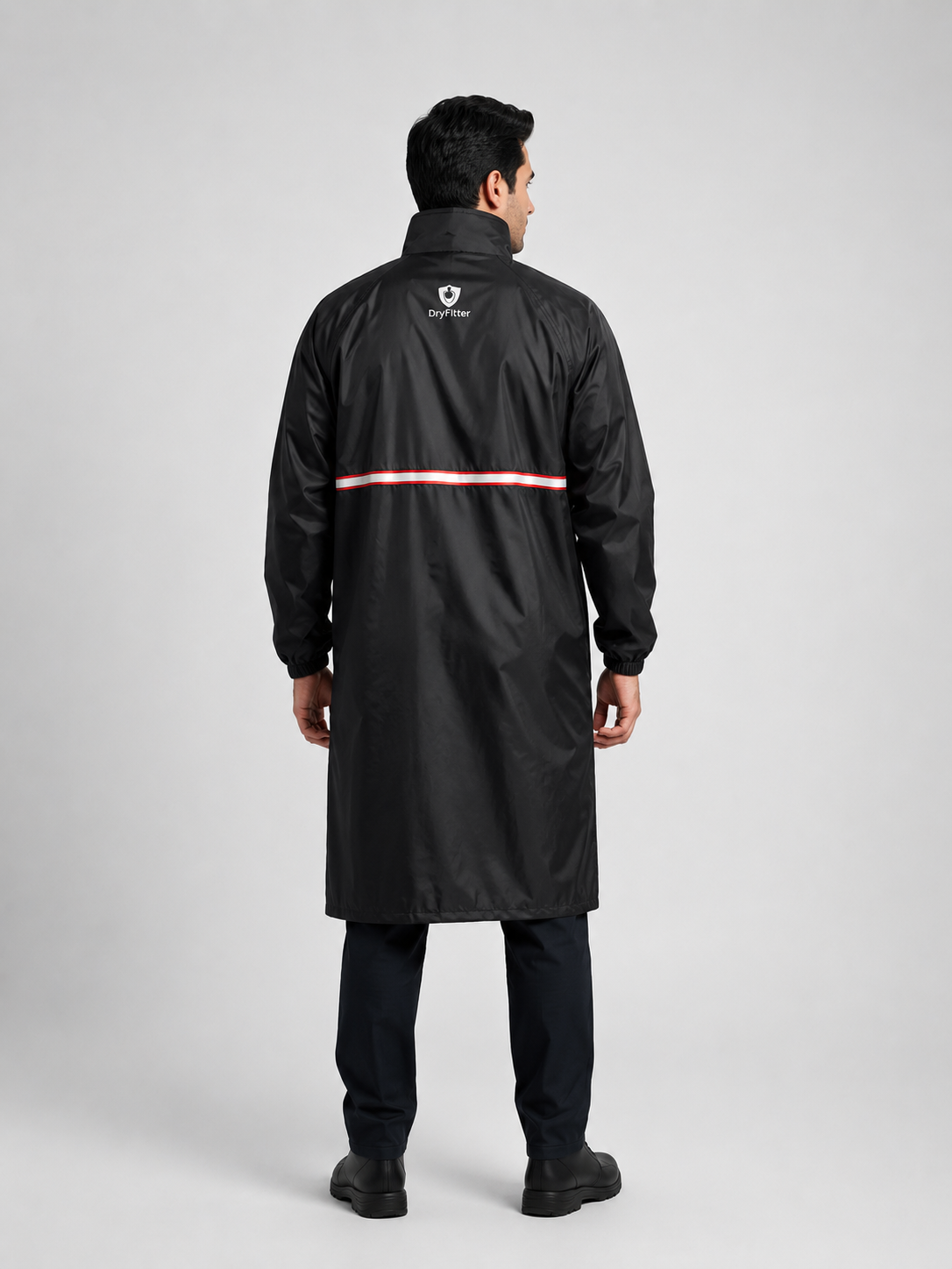 Heavy Duty Waterproof Long Rain Coat - Black | Dry Fitter