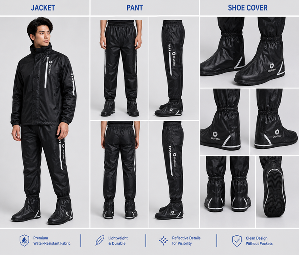 Buy Rain Jacket + Pant + Shoe Covers Combo | Full Monsoon Protection - Dry Fitter Pakistan