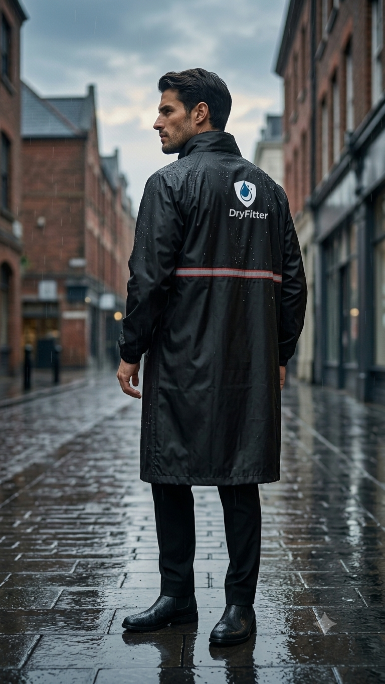 Heavy Duty Waterproof Long Rain Coat - Black | Dry Fitter