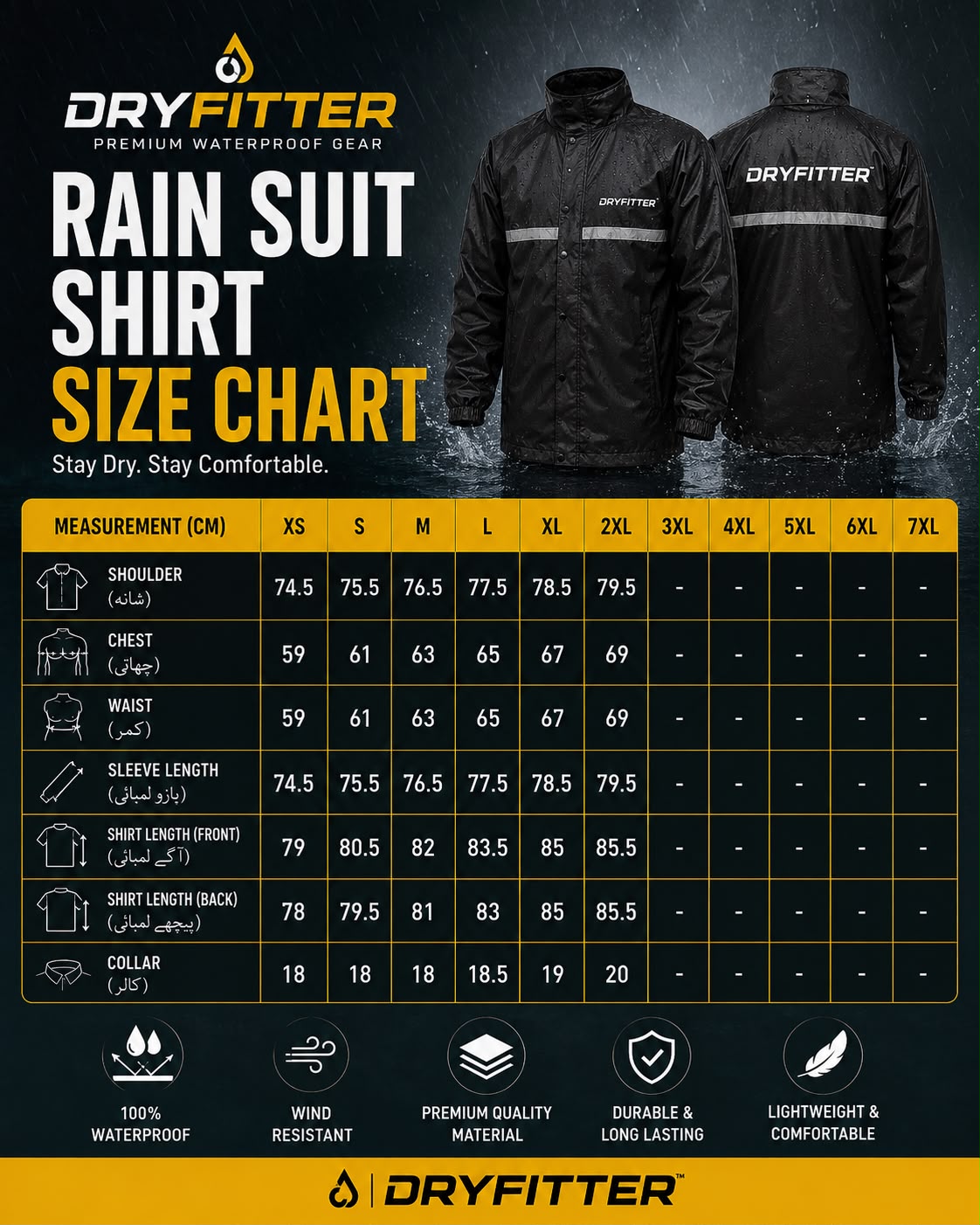 2-Piece Rain Suit Combo - Waterproof Hooded Jacket + Rain Pants | Dry Fitter
