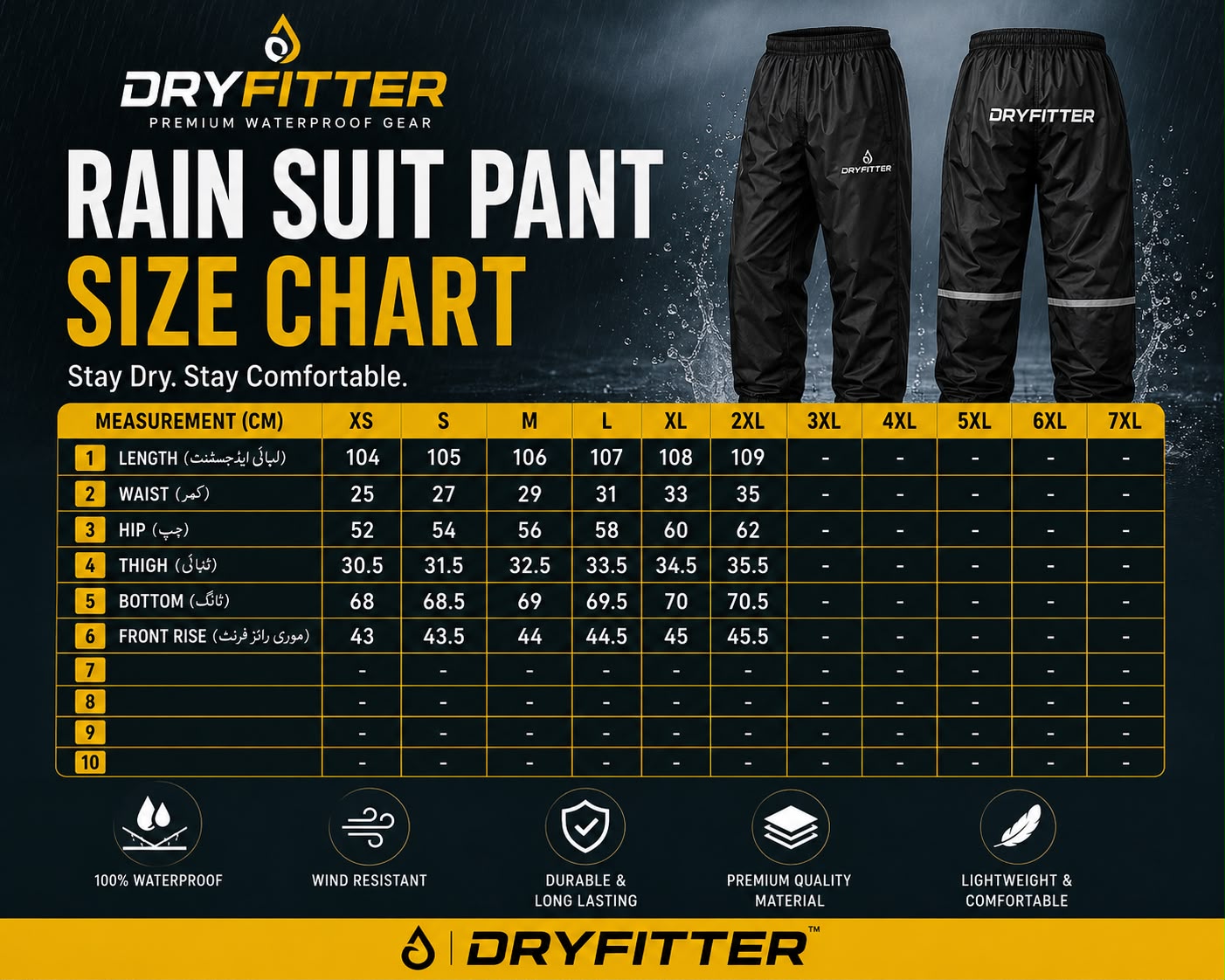 2-Piece Rain Suit Combo - Waterproof Hooded Jacket + Rain Pants | Dry Fitter